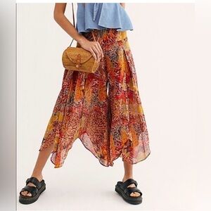 NWT Free People Fallon Asymmetrical Cotton Wide-Leg Pants XS